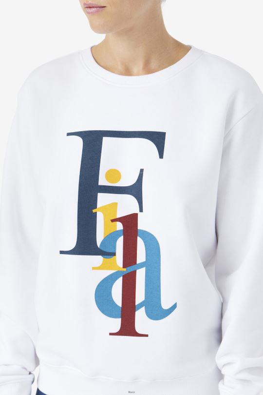 bílá/oceánská/žlutá fila araceli crewneck 0668L1485 bílá/oceán/žlutá FILA