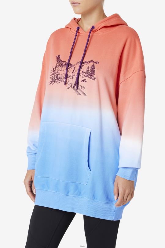 destiny oversized mikina s kapucí orange/charisma/cayenne fila 0668L1535 oranžová/charisma/kajenská FILA