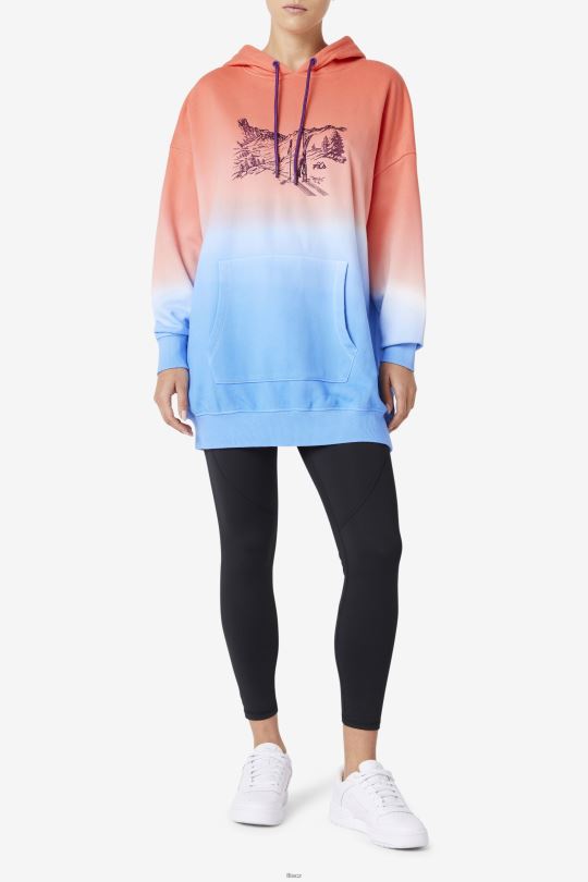 destiny oversized mikina s kapucí orange/charisma/cayenne fila 0668L1535 oranžová/charisma/kajenská FILA