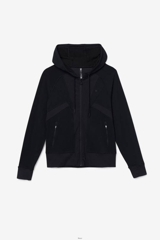 černá fi-lux textura mikina s kapucí na zip fila 0668L1932 Černá FILA