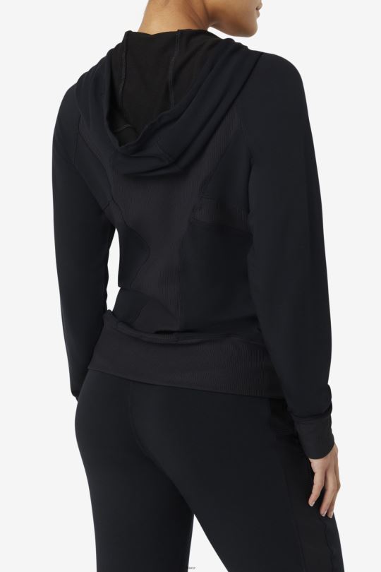 černá fi-lux textura mikina s kapucí na zip fila 0668L1932 Černá FILA