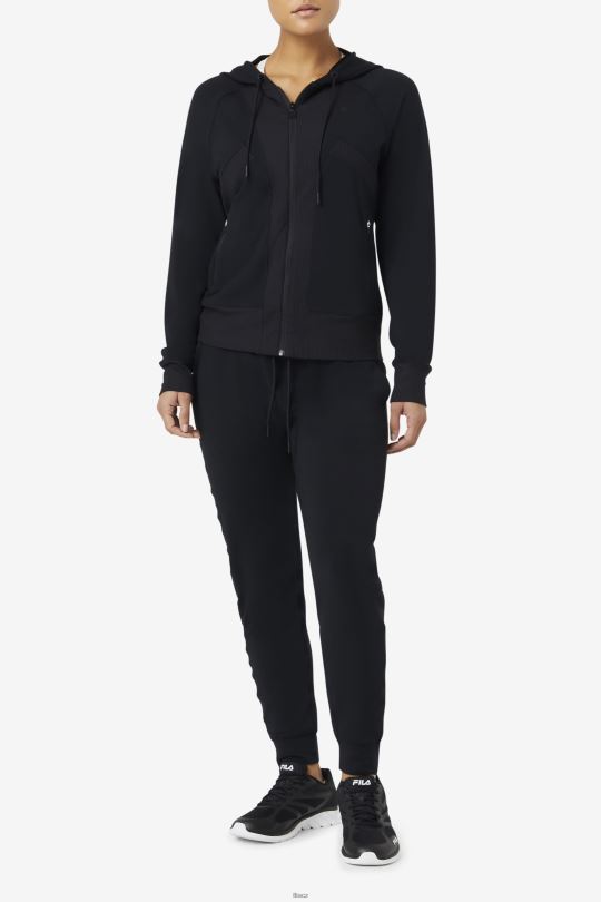 černá fi-lux textura mikina s kapucí na zip fila 0668L1932 Černá FILA