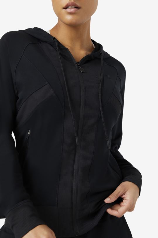 černá fi-lux textura mikina s kapucí na zip fila 0668L1932 Černá FILA