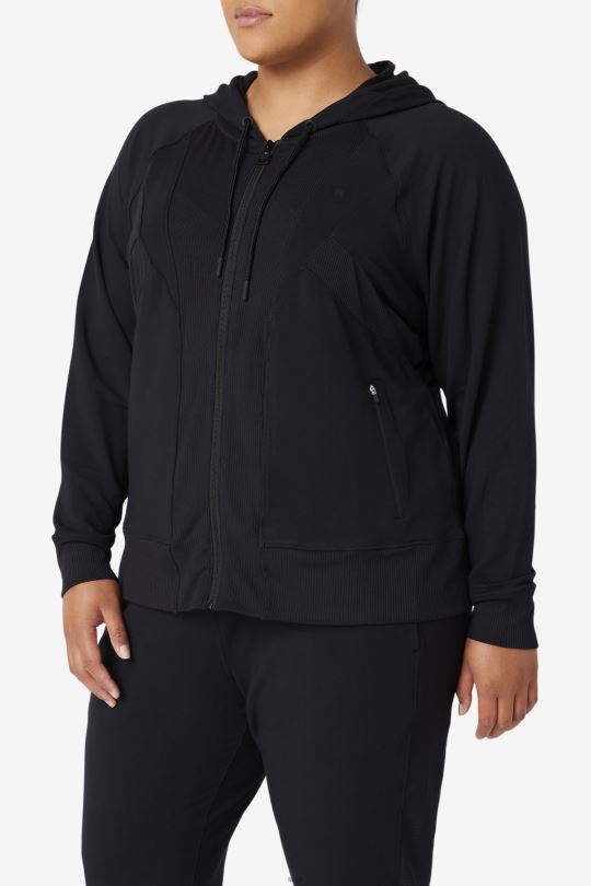 fi-lux textura černá celopropínací mikina s kapucí fila 0668L1884 Černá FILA