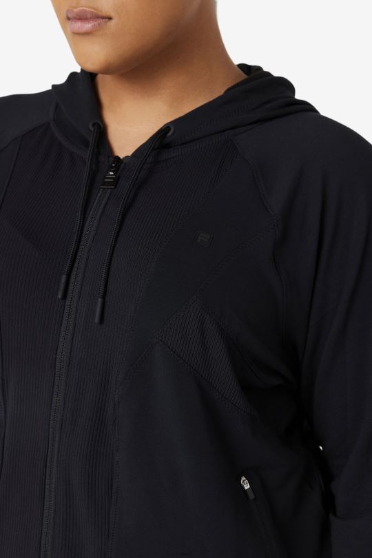 fi-lux textura černá celopropínací mikina s kapucí fila 0668L1884 Černá FILA