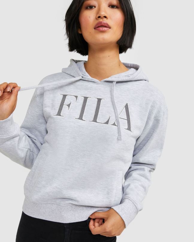 fila světle šedá marle dámská mikina isidora s kapucí 0668L2962 světle šedá marle FILA