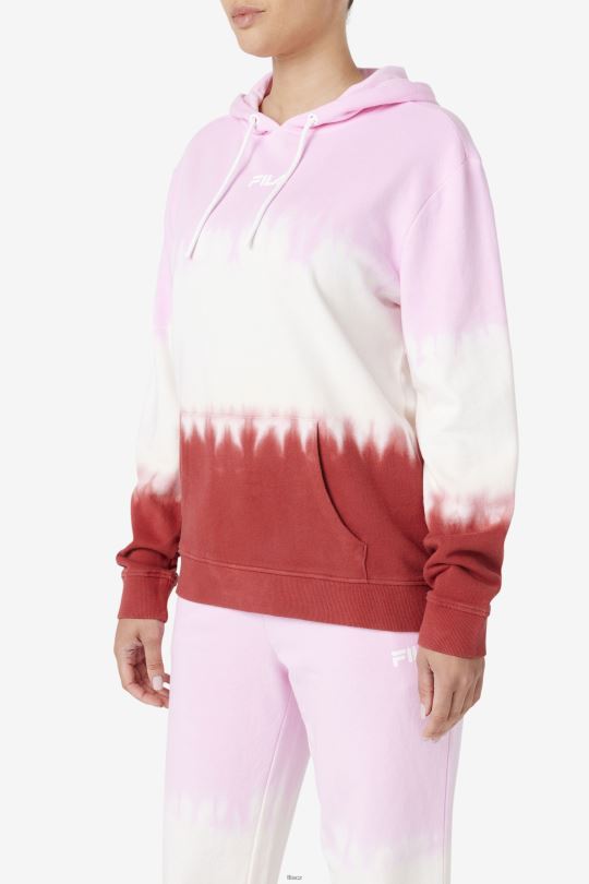 mikina s kapucí fila piruette/white/earth red aerolynn tie dye 0668L1534 pirueta/bílá/země červená FILA