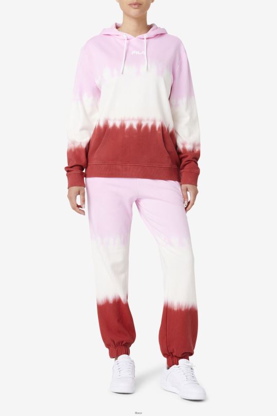 mikina s kapucí fila piruette/white/earth red aerolynn tie dye 0668L1534 pirueta/bílá/země červená FILA