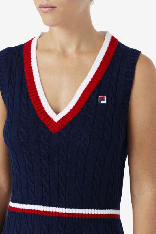 fila darian svetr pletené šaty námořnická/červená/bílá 0668L1543 námořnická/červená/bílá FILA