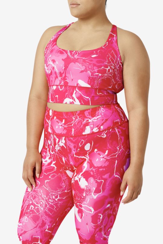 fila růžová mramorová uplift cross back top podprsenka 0668L1828 růžový mramor FILA