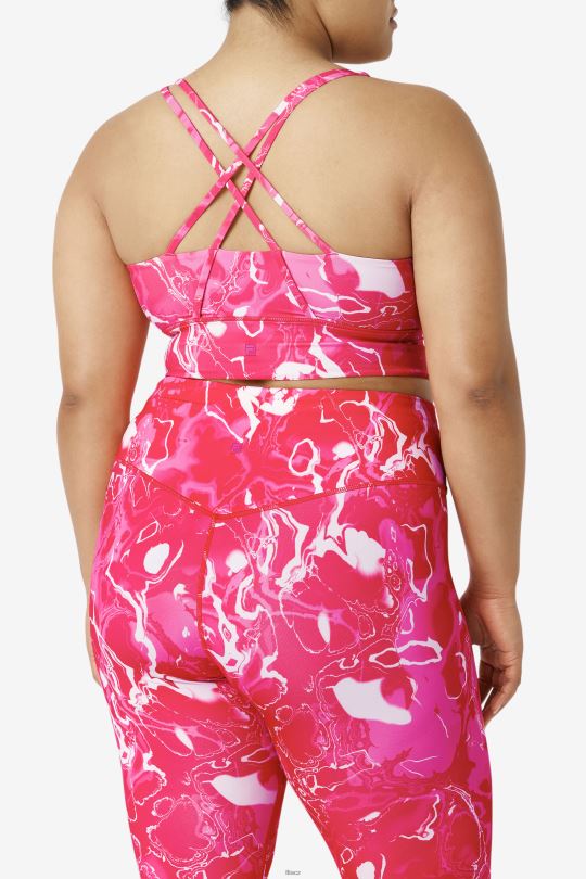 fila růžová mramorová uplift cross back top podprsenka 0668L1828 růžový mramor FILA