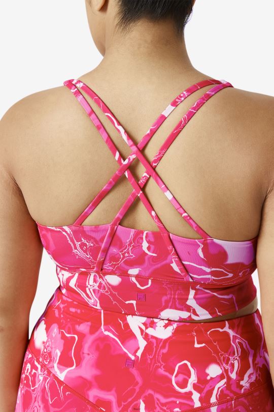 fila růžová mramorová uplift cross back top podprsenka 0668L1828 růžový mramor FILA
