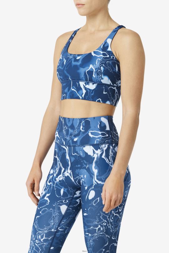 navy marble fila uplift cross back top podprsenka 0668L1791 námořnický mramor FILA