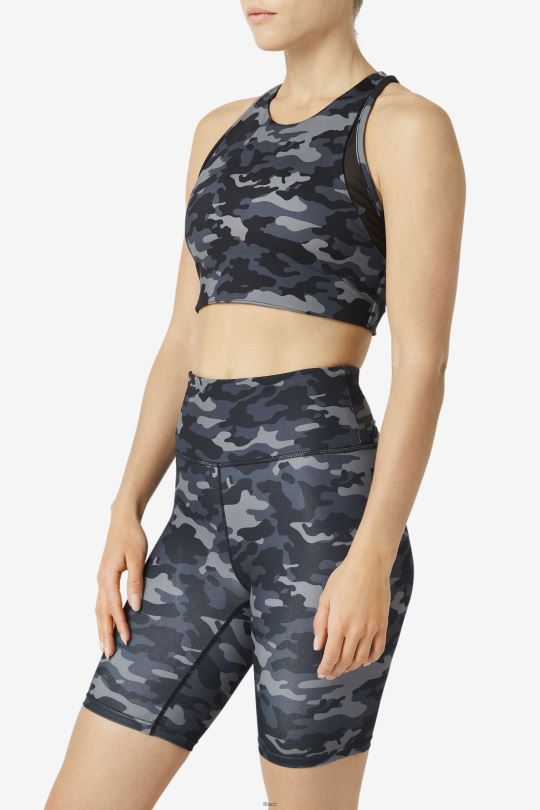 tmavá camo/black fila uplift sportovní podprsenka se zády 0668L1797 tmavé camo/černé FILA