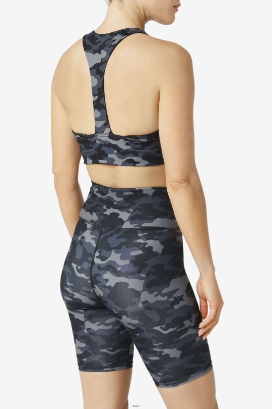 tmavá camo/black fila uplift sportovní podprsenka se zády 0668L1797 tmavé camo/černé FILA