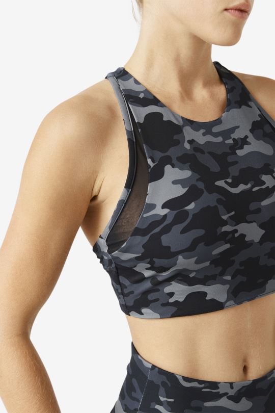 tmavá camo/black fila uplift sportovní podprsenka se zády 0668L1797 tmavé camo/černé FILA