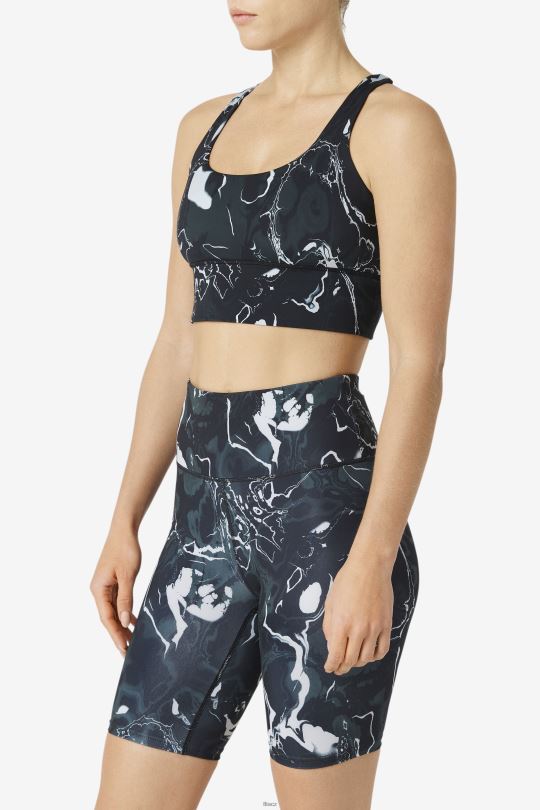 uplift cross back bra top black marble fila 0668L1787 černý mramor FILA