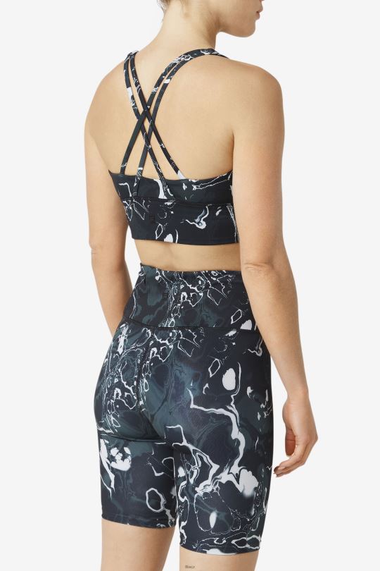 uplift cross back bra top black marble fila 0668L1787 černý mramor FILA