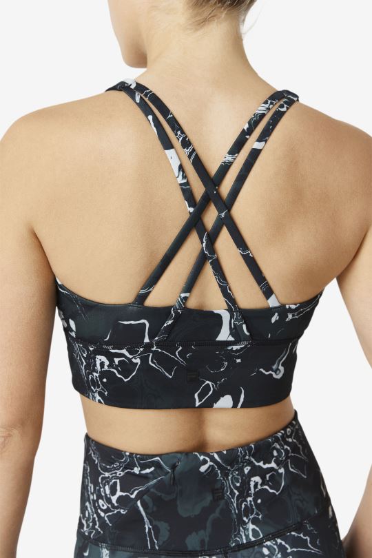 uplift cross back bra top black marble fila 0668L1787 černý mramor FILA