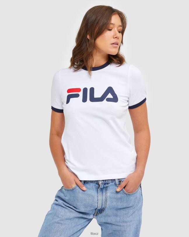 bílé dámské tričko fila klasické ringer 0668L2901 bílý FILA