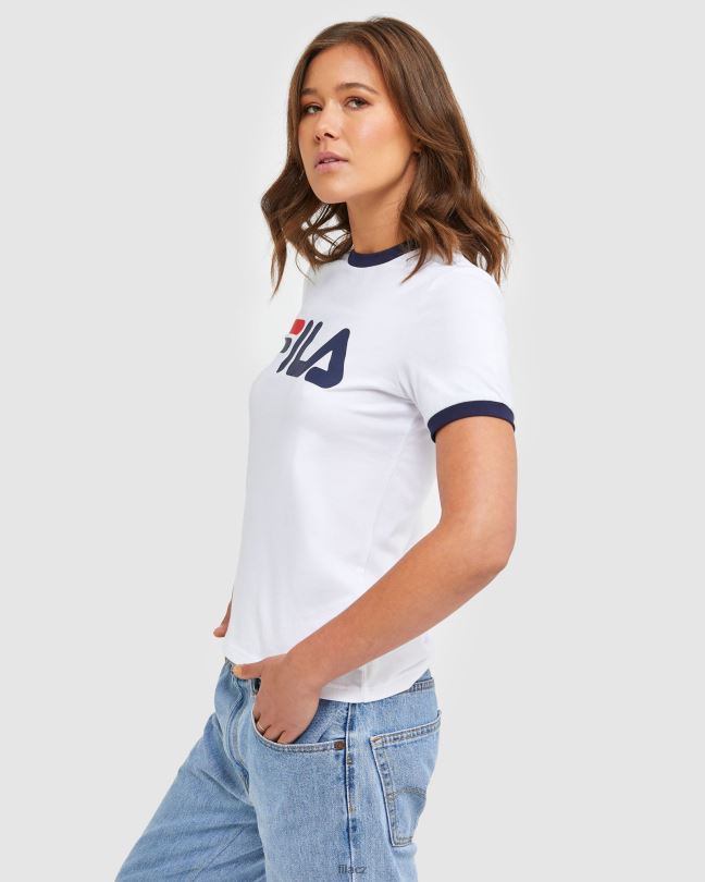 bílé dámské tričko fila klasické ringer 0668L2901 bílý FILA