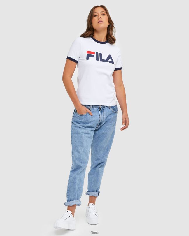 bílé dámské tričko fila klasické ringer 0668L2901 bílý FILA