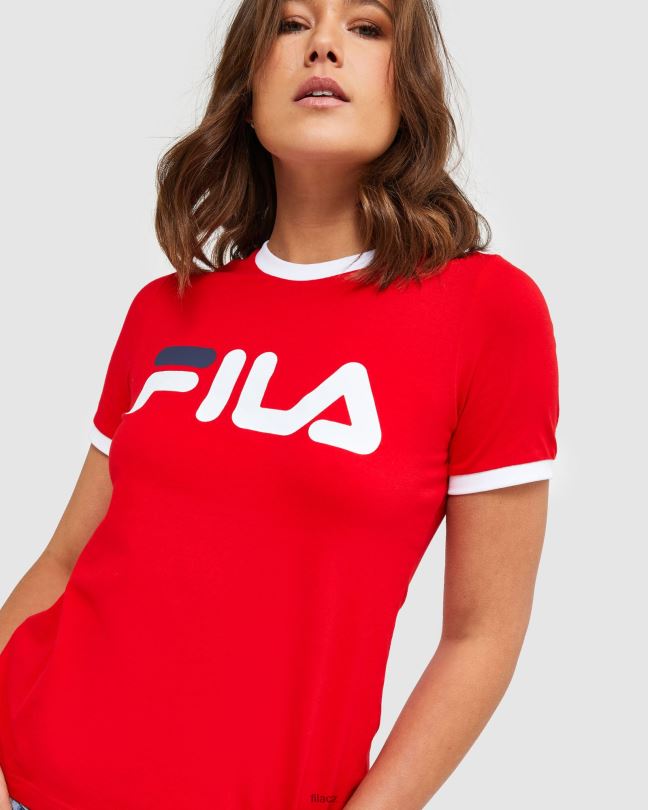Červené dámské tričko s kroužkem fila classic 0668L2895 Červené FILA
