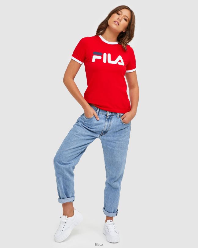 Červené dámské tričko s kroužkem fila classic 0668L2895 Červené FILA