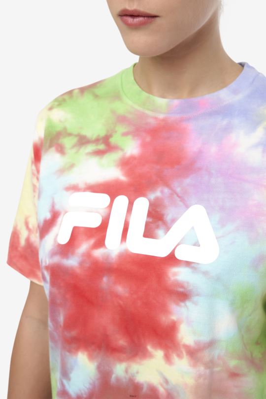 fila alivia kravatové tričko zelené/bílé/brčálové/červené 0668L1405 zelená/bílá/brčál/červená FILA