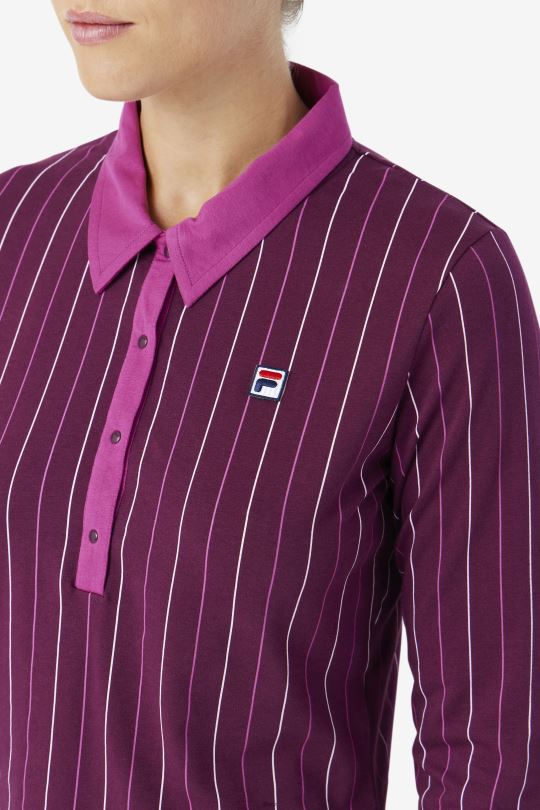 fila jada polo s dlouhým rukávem hroznové víno/červená/potpourri 0668L1387 hroznové víno/rouge/potpourri FILA