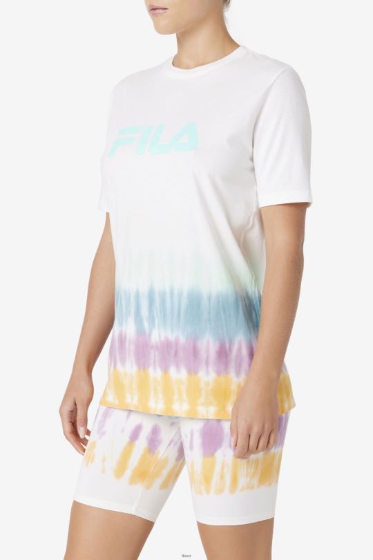 fila white tie dye alivia tie dye tee 0668L1402 bílá barva na kravaty FILA