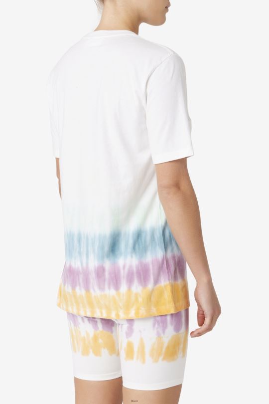fila white tie dye alivia tie dye tee 0668L1402 bílá barva na kravaty FILA