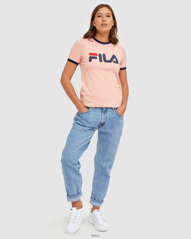 klasické dámské ringer tee fila mellow rose 0668L2894 jemná růže FILA